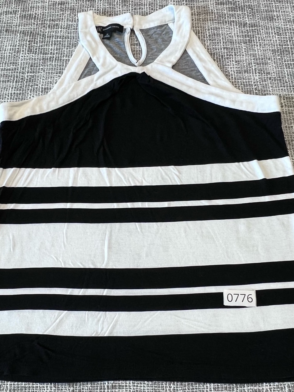 INC International Concepts Black and White Striped Racerback Tank
